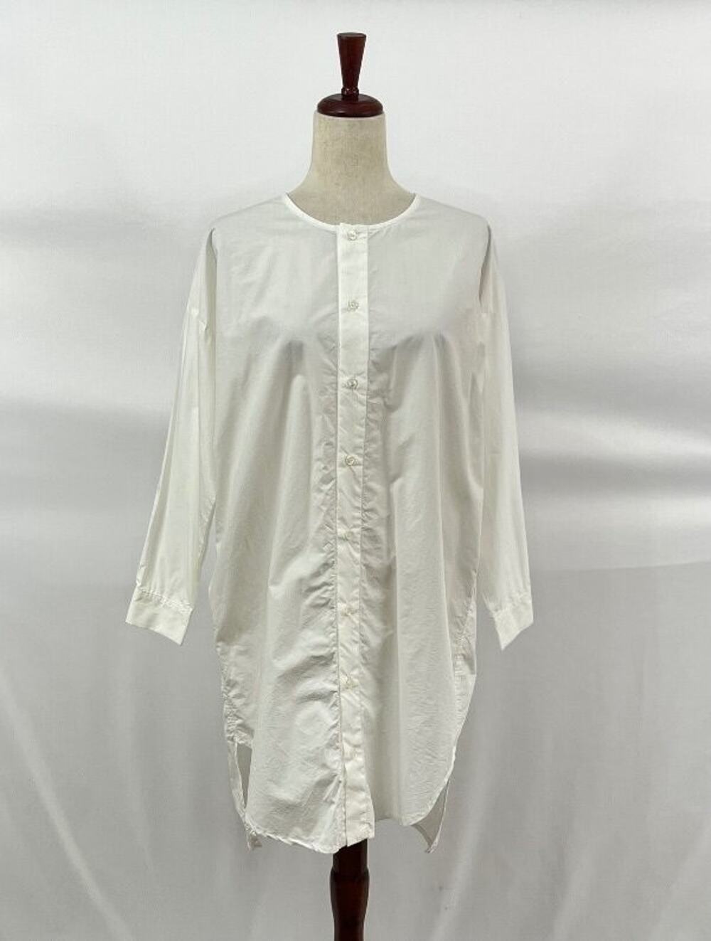 ICHI ANTIQUITES OS S M L White Button Front Cotton Typewriter Tunic Shirt Top NW
